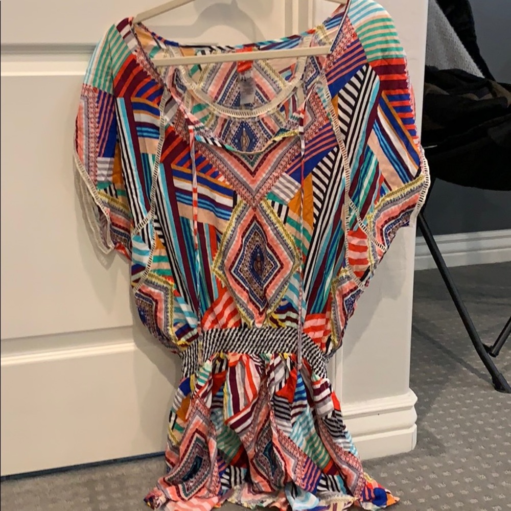 Red carter printed cover up dress